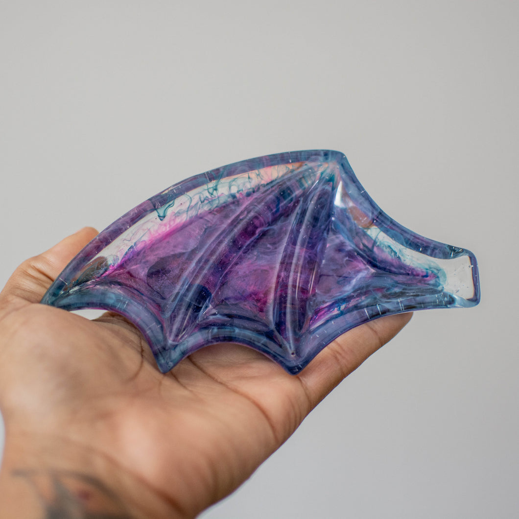 Purple & Blue Inky Batwing Dish (Left)