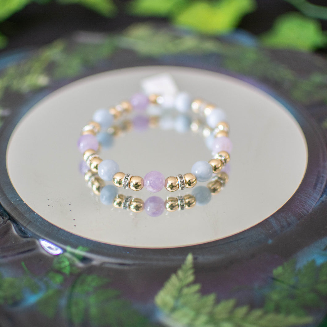 Morganite & 14k Gold Plated Bracelet