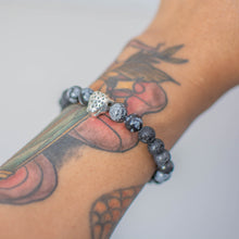 Load image into Gallery viewer, Snowflake Obsidian &amp; Lava Bead Bracelet
