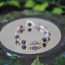 Load image into Gallery viewer, Lepidolite &amp; 14k Gold Plated Bead Bracelet
