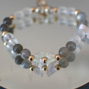 Labradorite & Matte Glass Bead Bracelet