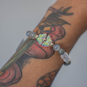 Labradorite & Matte Glass Bead Bracelet