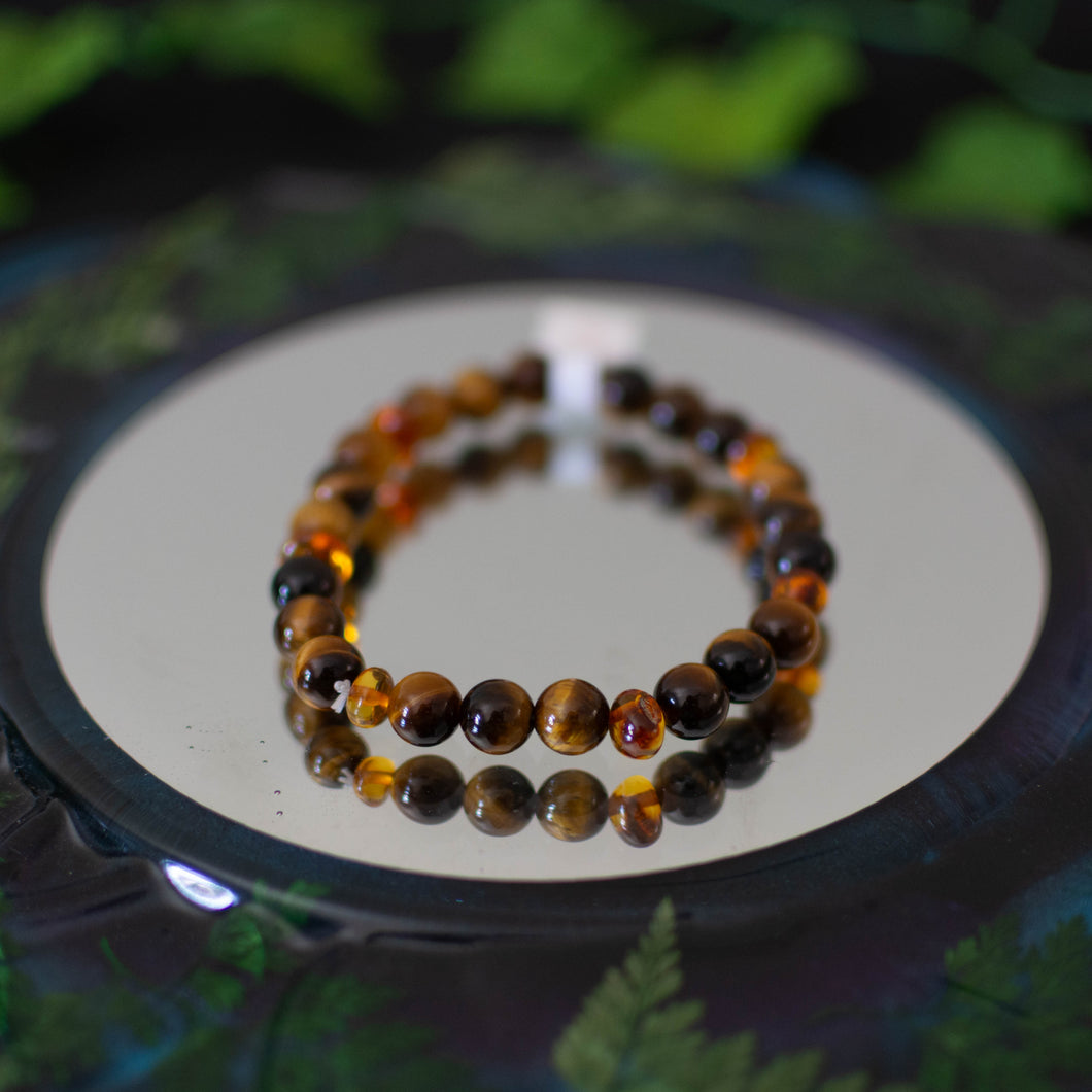 Tiger's Eye & Baltic Amber Bracelet